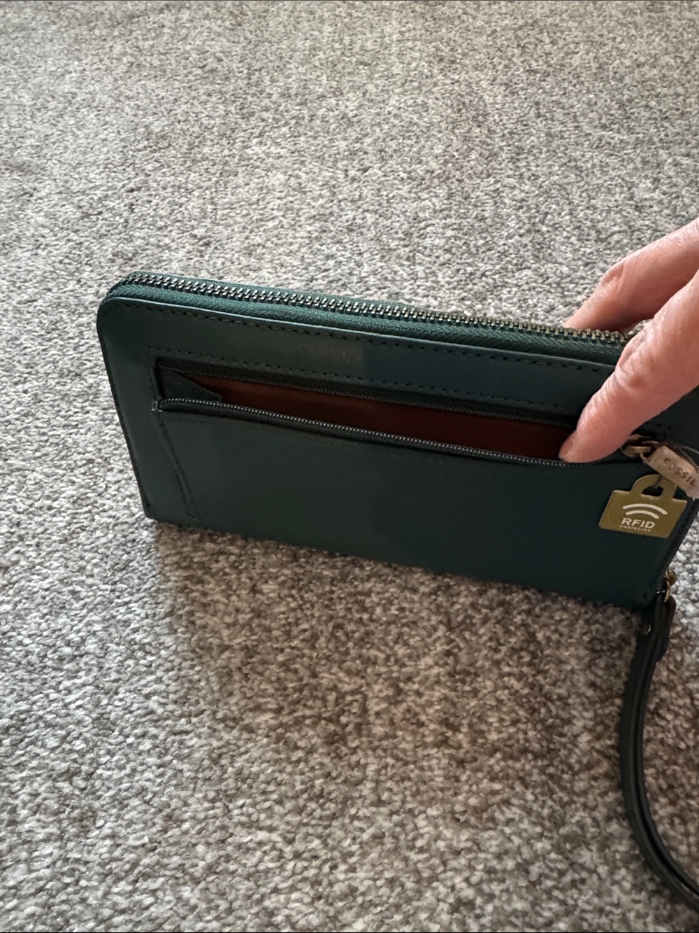 Fossil Jori Zip Clutch Teal Green - Picture 5 of 5